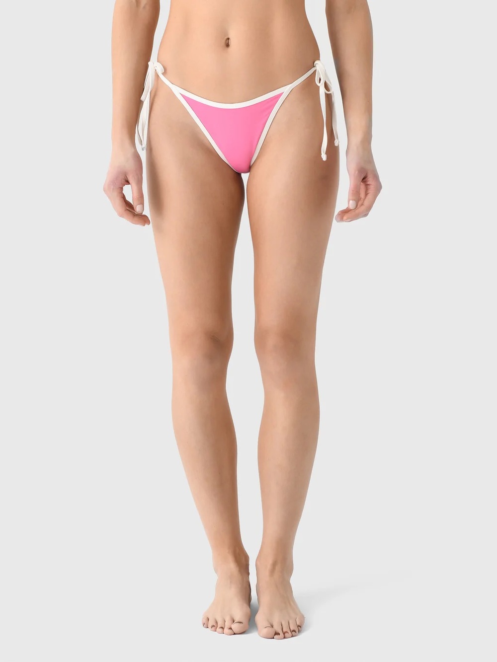SHADE & SHORE Women’s Pink with White Trim Ribbed Bikini Bottoms with